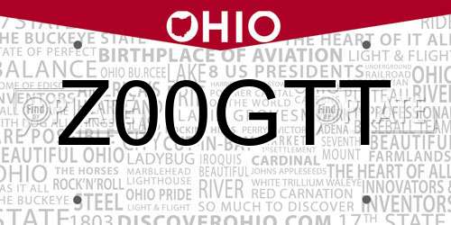 Z00GTT Ohio License Plate