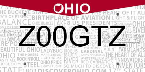 Z00GTZ Ohio License Plate
