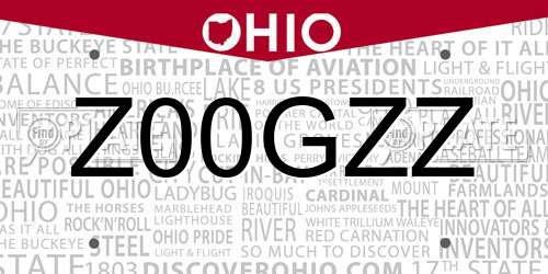 Z00GZZ Ohio License Plate