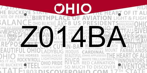 Z014BA Ohio License Plate