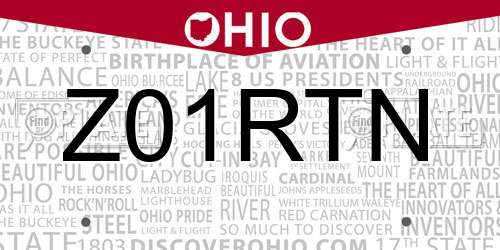 Z01RTN Ohio License Plate