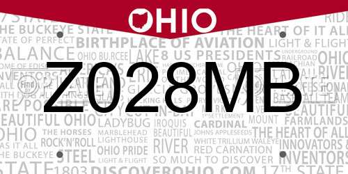 Z028MB Ohio License Plate