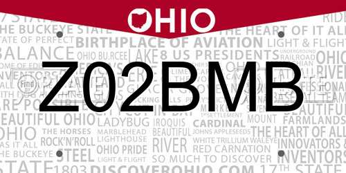 Z02BMB Ohio License Plate