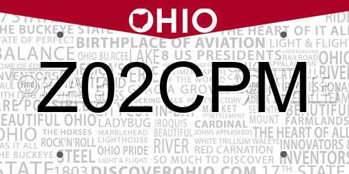 Z02CPM Ohio License Plate