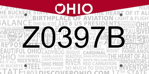 Z0397B Ohio License Plate
