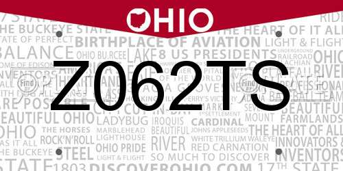 Z062TS Ohio License Plate