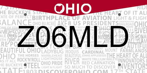 Z06MLD Ohio License Plate