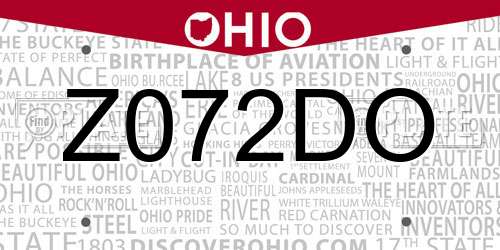Z072DO Ohio License Plate