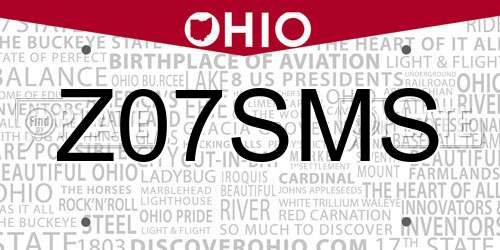 Z07SMS Ohio License Plate
