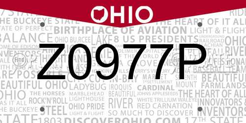 Z0977P Ohio License Plate