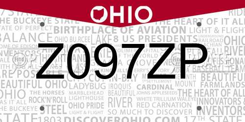 Z097ZP Ohio License Plate