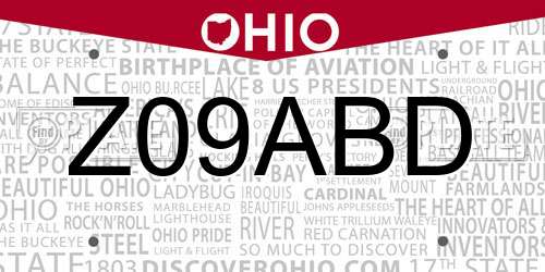 Z09ABD Ohio License Plate