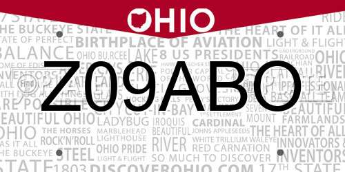 Z09ABO Ohio License Plate