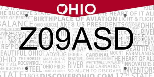 Z09ASD Ohio License Plate
