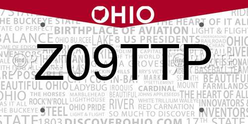 Z09TTP Ohio License Plate