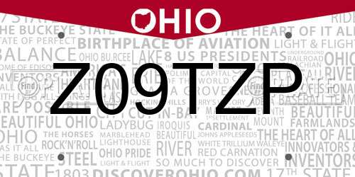 Z09TZP Ohio License Plate