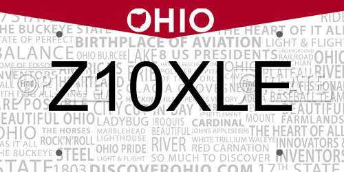 Z10XLE Ohio License Plate