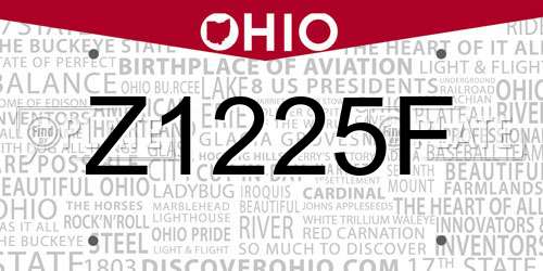 Z1225F Ohio License Plate