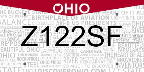 Z122SF Ohio License Plate