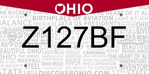 Z127BF Ohio License Plate
