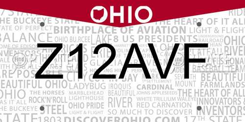 Z12AVF Ohio License Plate