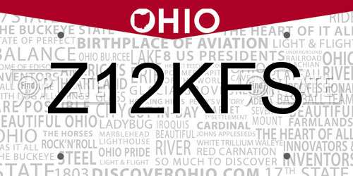 Z12KFS Ohio License Plate