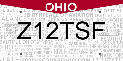 Z12TSF Ohio License Plate