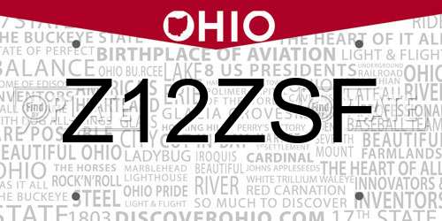Z12ZSF Ohio License Plate