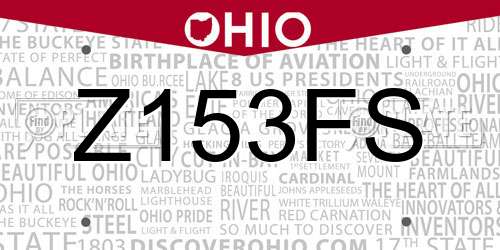 Z153FS Ohio License Plate
