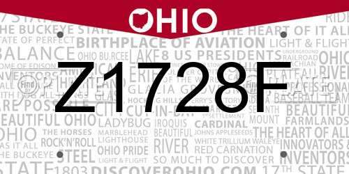 Z1728F Ohio License Plate