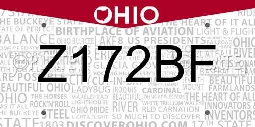 Z172BF Ohio License Plate