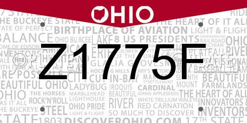 Z1775F Ohio License Plate