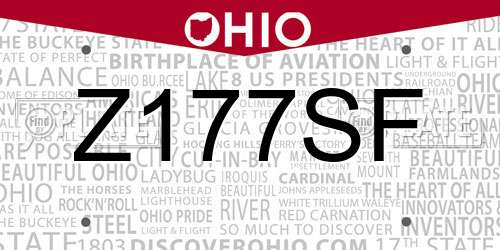 Z177SF Ohio License Plate