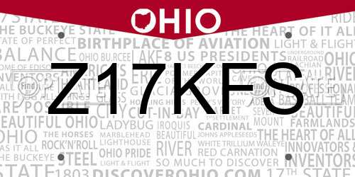 Z17KFS Ohio License Plate
