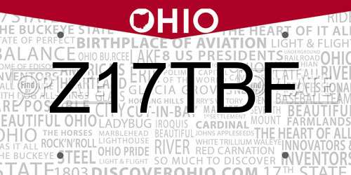 Z17TBF Ohio License Plate