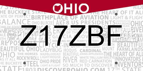 Z17ZBF Ohio License Plate