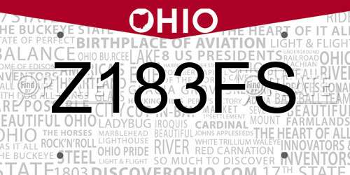 Z183FS Ohio License Plate