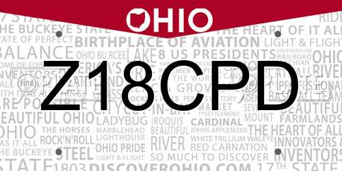 Z18CPD Ohio License Plate