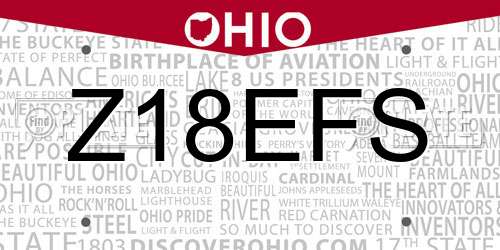 Z18EFS Ohio License Plate