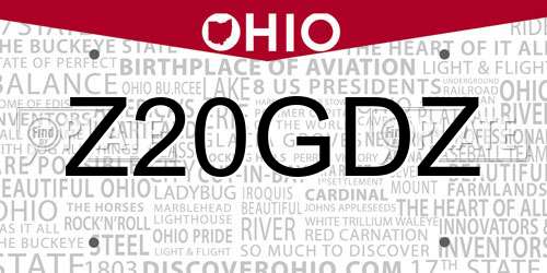 Z20GDZ Ohio License Plate