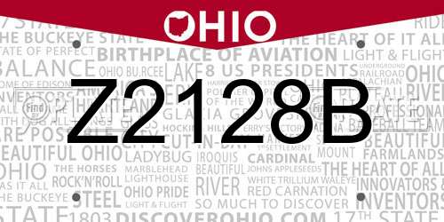 Z2128B Ohio License Plate