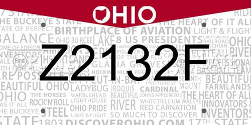 Z2132F Ohio License Plate