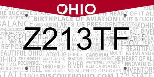 Z213TF Ohio License Plate