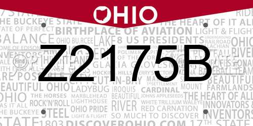 Z2175B Ohio License Plate