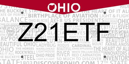 Z21ETF Ohio License Plate