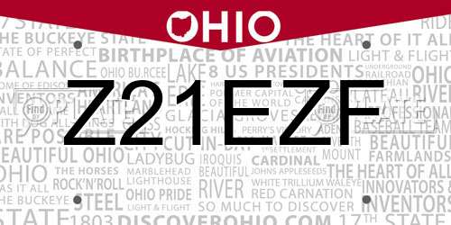 Z21EZF Ohio License Plate