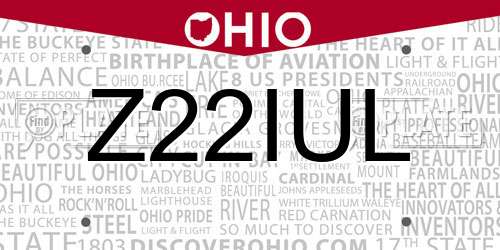 Z22IUL Ohio License Plate