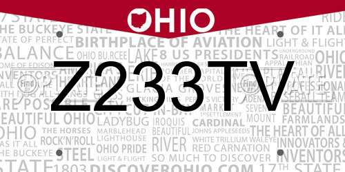 Z233TV Ohio License Plate