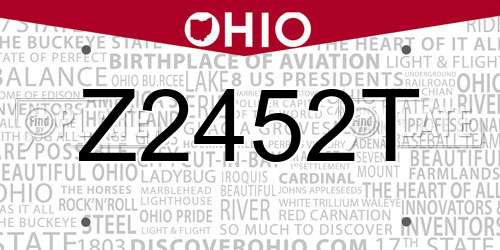 Z2452T Ohio License Plate