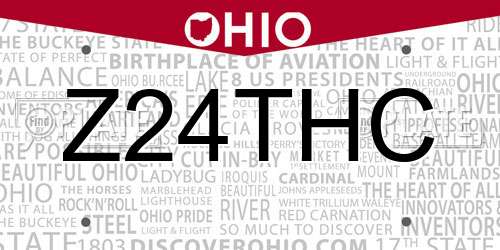 Z24THC Ohio License Plate